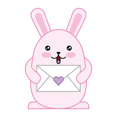 cute rabbit with envelope kawaii character vector illustration design