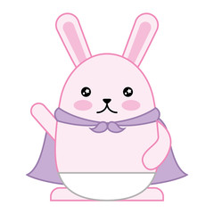 cute rabbit with cloak kawaii character vector illustration design