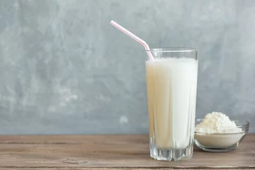 Zelfklevend Fotobehang Milkshake Vanille Proteïne Shake