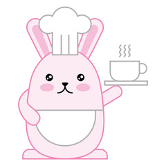 cute rabbit chef kawaii character vector illustration design
