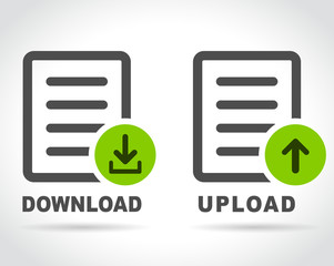 upload and download document icons - obrazy, fototapety, plakaty