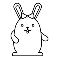 cute female rabbit with bow kawaii character vector illustration design