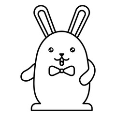cute rabbit male with bow tie kawaii character vector illustration design