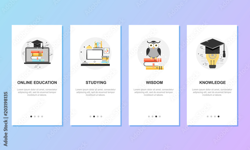 Aufkleber onboarding screens for mobile app templates concept. vector illustration.