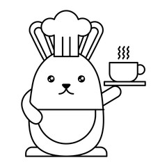 cute rabbit chef kawaii character vector illustration design