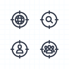 Targeting Methods - Contour Icons. A set of 4 professional, pixel-perfect icons.