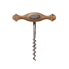Old wine corkscrew with a wooden handle