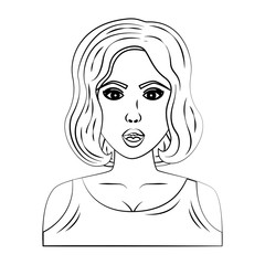 woman character whit short hair pop art style vector illustration design