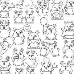 cute hamsters pattern kawaii character vector illustration design