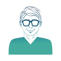 man character with eyeglass pop art style vector illustration design