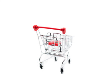 Empty shopping cart trolley isolated on white backgrounds