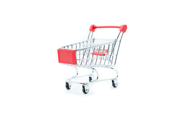 Empty shopping cart trolley isolated on white backgrounds