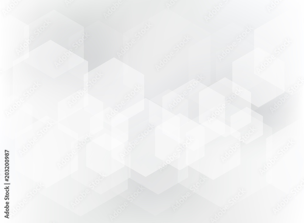 Wall mural abstract geometric hexagon overlay pattern on white and gray background.