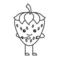 strawberry fruit healthy food kawaii character vector illustration design