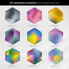 Abstract collection label and tab hexagon multicolor background.