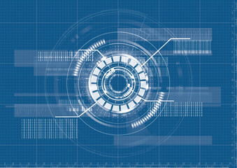 Technological abstract digital blueprint background vector