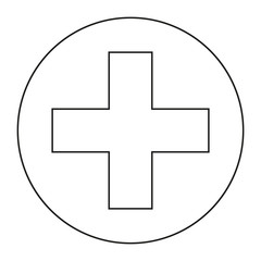 Fototapeta premium Line art black and white medical cross symbol