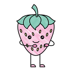 strawberry fruit healthy food kawaii character vector illustration design