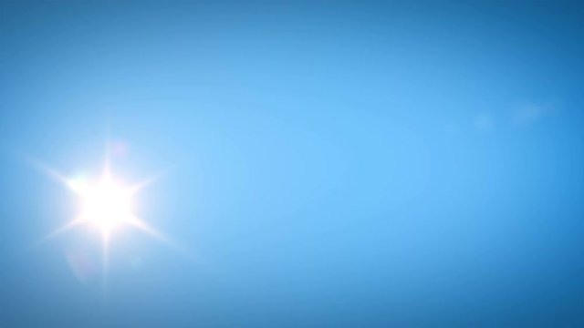Sun Shine Moving Across the Clear Blue Sky in Time-Lapse. Beautiful 3d Animation with Lens Flares. Nature and Weather Concept. 4k UHD 3840x2160.