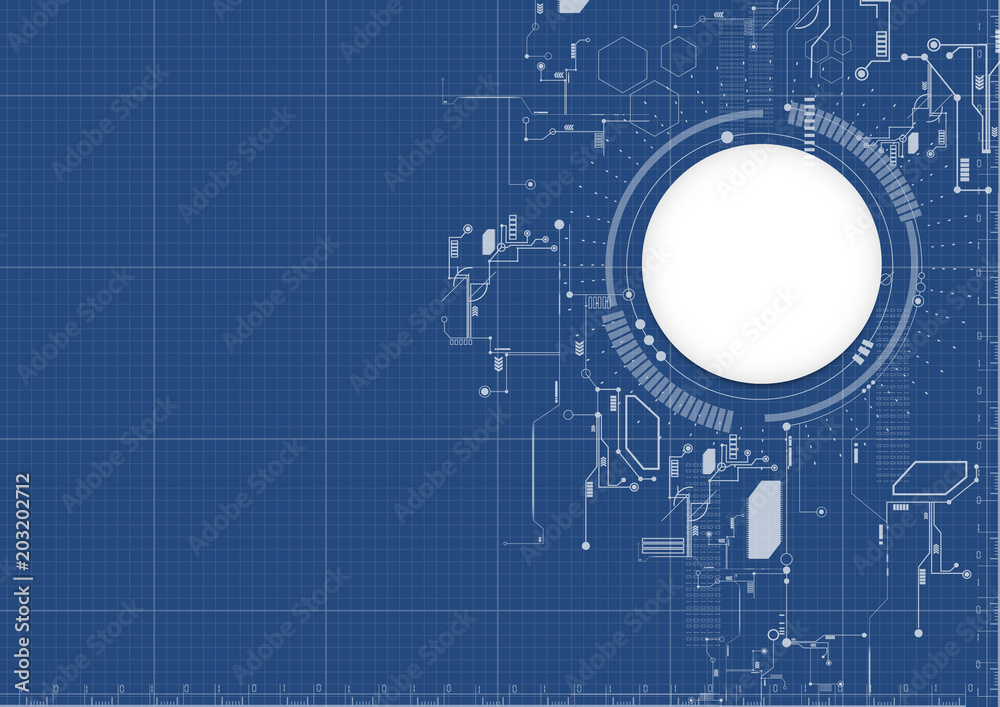 Sticker technological abstract digital technical blueprint background vector