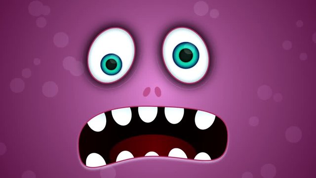 scared Cartoon monster face Animation footage.