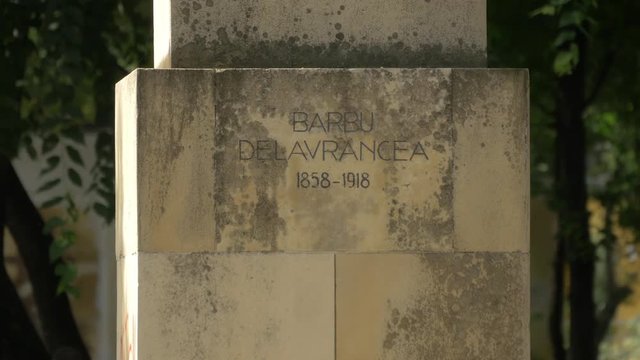 Pedestal of Barbu Delavrancea's statue