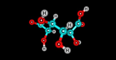 Galacturonic acid molecular structure isolated on black