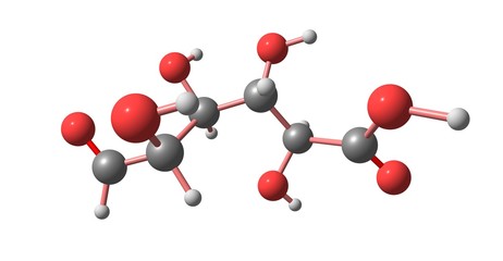 Glucuronic acid molecular structure isolated on white