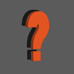 Question mark icon on a gray background in 3d format. vector illustration