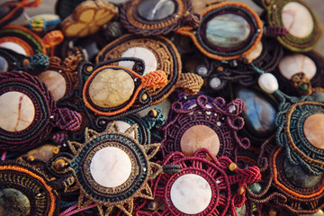 Fototapeta premium collection of natural stone handmade pendants