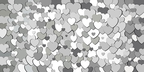 Abstract background with white hearts - Illustration, 
Various shades of white hearts background