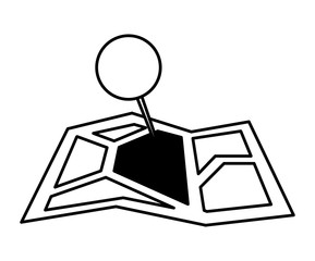 paper map guide with pin location vector illustration design