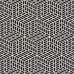 Vector seamless pattern. Modern stylish lattice texture. Repeating geometric background. Cubes with mosaic faces.