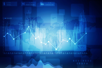 2d rendering Stock market online business concept. business Graph 
