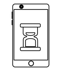 smartphone device with hourglass vector illustration design