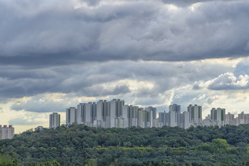 Fototapeta premium I can see the apartment closely in the distance.
