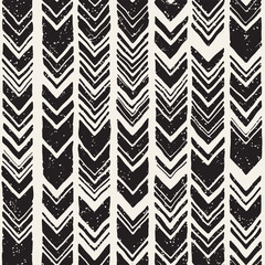 Seamless hand drawn style chevron pattern in black and white. Abstract vector background