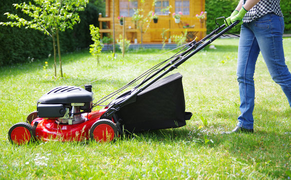 Gartenarbeit, Rasen m&auml;hen