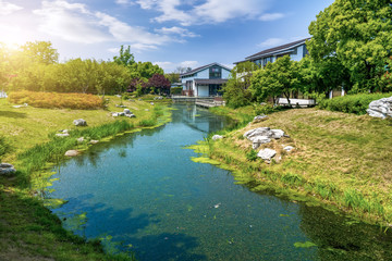 Fototapeta premium The beautiful Chinese architectural landscape and landscape in West Lake