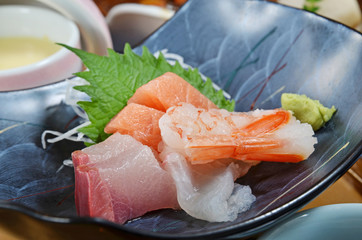 Delicious Japanese fresh raw seafoods-Sashimi           