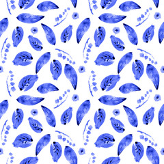 Watercolor floral pattern, delicate flowers. Seamless summer print for fabric, textile, wrapping, wallpaper, background. Vintage botanical set. Wedding, holiday, birthday. Bright botanical colllection