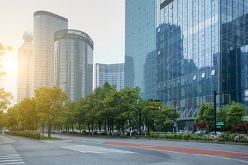 Fototapeta premium Financial District Commercial Building Office Building