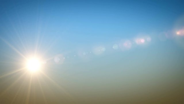 Beautiful Sun Shining Moving Across the Orange Sky from Morning till Evening in Time-Lapse. 3d Animation with Flares. Nature and Weather Concept. 4k UHD 3840x2160.