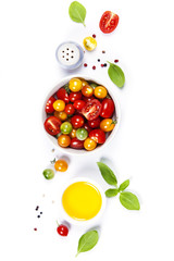 Tomato salad with fresh tomatoes, basil and olive oil