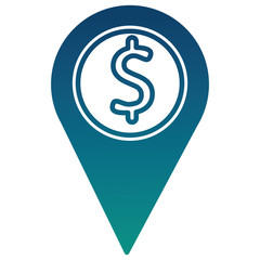 pin pointer location with money sign vector illustration design
