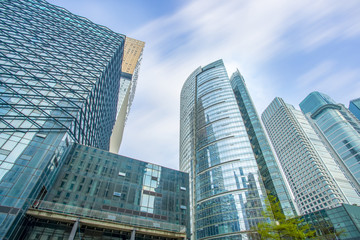 Skyscrapers are low - angle views in Chinese cities .