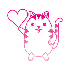 cute cat with heart kawaii character vector illustration design