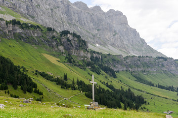 Fototapeta na wymiar Rural landscape at Urnerboden on Switzerland
