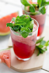 Watermelon lemonade with mint leaves