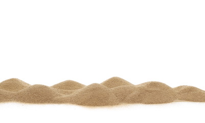 Fototapeta na wymiar Desert sand dune isolated on white background, side view